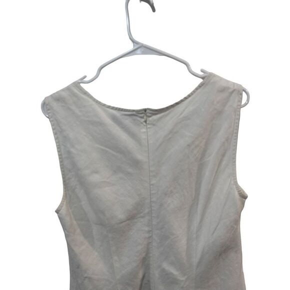 Vintage Spiegel White Linen Sleeveless Mini Dress Zipper Back Coastal Size 14 - Picture 9 of 11
